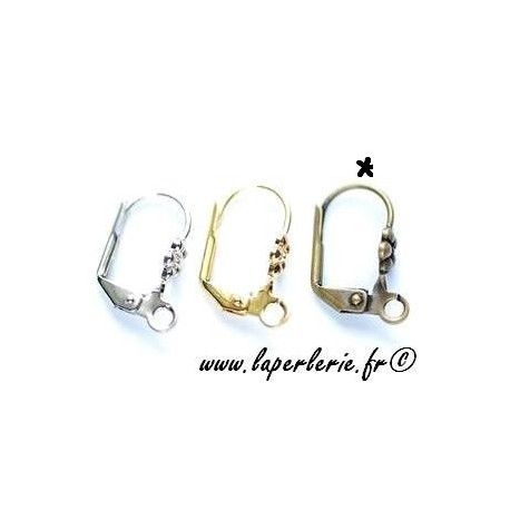 Dormeuse motif fleur LAITON x2  - 1