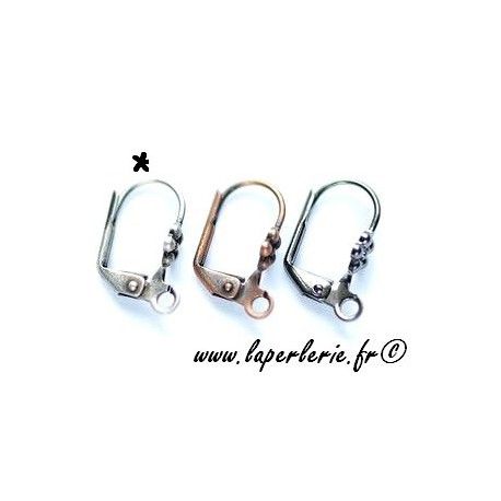 Dormeuse motif fleur ARGENT VIEILLI x2  - 1