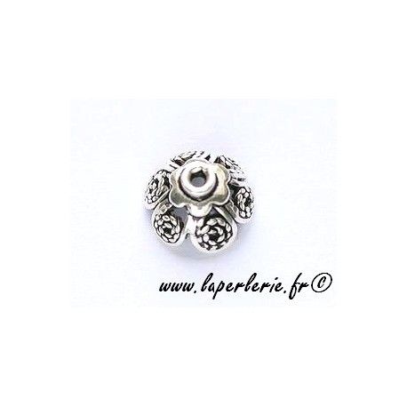 Calotte fleur 9mm Argent massif indien  - 1