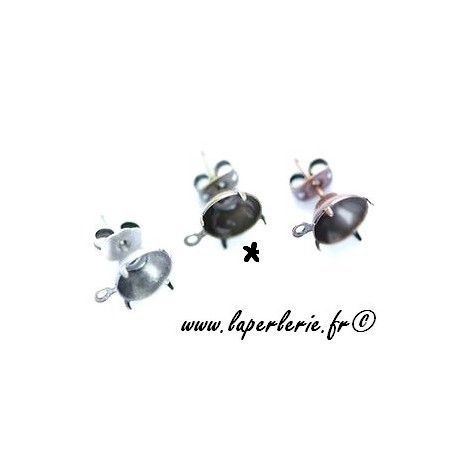 Support boucle d'oreille pour strass 8mm LAITON x2  - 1
