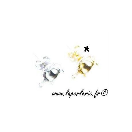 Support boucle d'oreille pour strass 8mm DORE x2  - 1