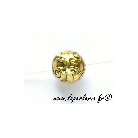Perle en métal ronde motif spirales 10mm DORÉ  - 1