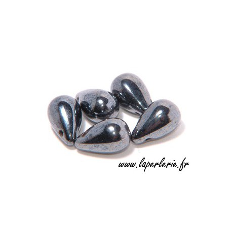 Goutte 6x9 mm JET HEMATITE x20  - 1