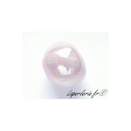 Perles en céramique grecque irisée ronde 22mm MAUVE  - 1