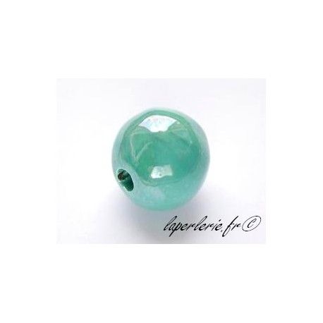 Perles en céramique grecque irisée ronde 22mm LIGHT EMERALD  - 1