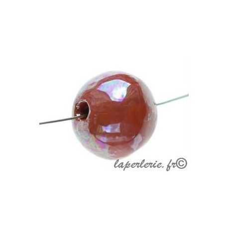 Perle céramique grecque irisée ronde 22mm TERRE  - 1