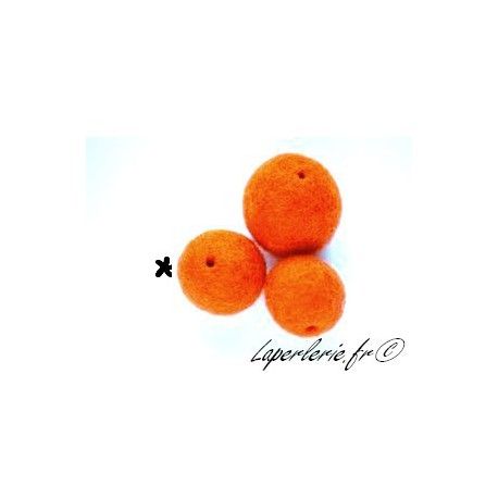 Perle en feutre 25mm ORANGE x5  - 1