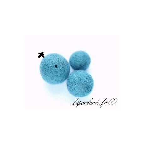 Perle en feutre 30mm BLEU CANARD x4  - 1