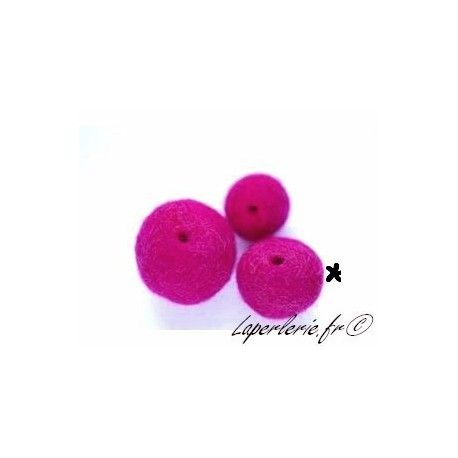 Perle en feutre 25mm LIGHT FUSHIA x5  - 1