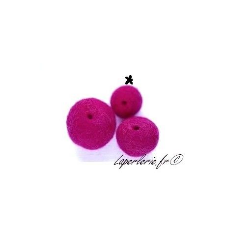 Perle en feutre 20mm FUSHIA x6  - 1