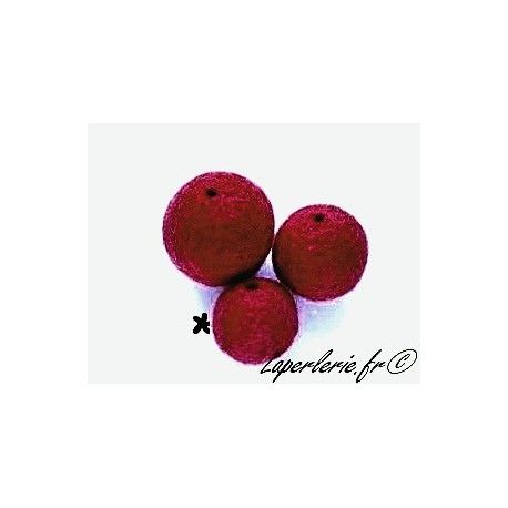 Perle en feutre 20mm BORDEAUX x6  - 1