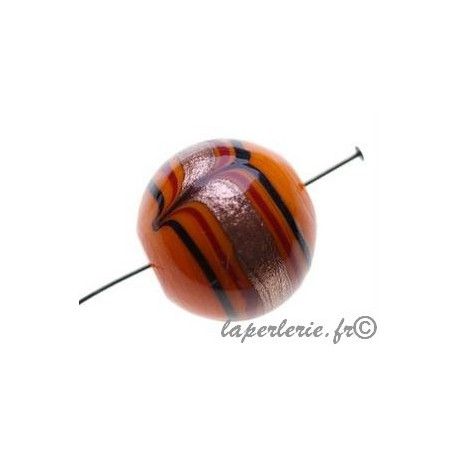 Ronde " plume" avec aventurine 22mm ORANGE  - 1