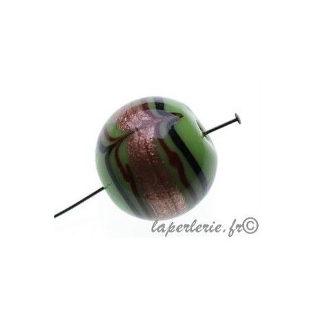 Ronde " plume" avec aventurine 22mm VERT POMME  - 1