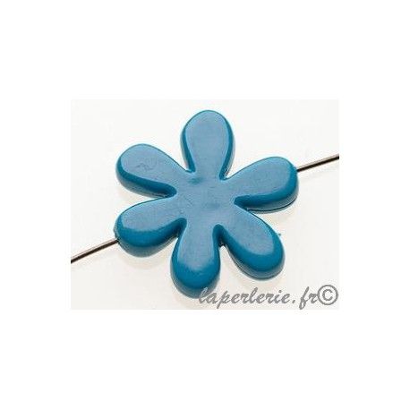 Fleur Matisse 6 pétales 23x20mm BLEU CANARD x4  - 1