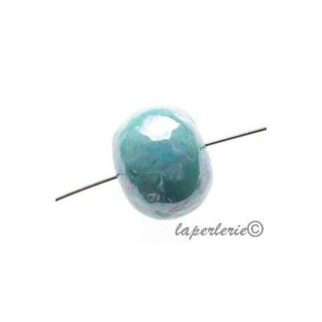 Ronde céramique grecque irisée 15mm L.EMERALD x2  - 1