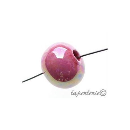 Ronde céramique grecque irisée 15mm ROSE x2  - 1