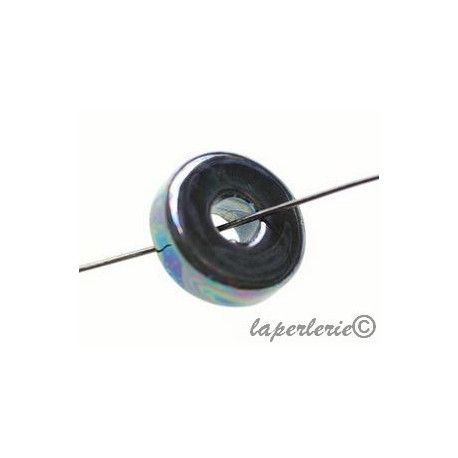 Rondelle céramique irisée 15/16mm NOIR x3  - 1