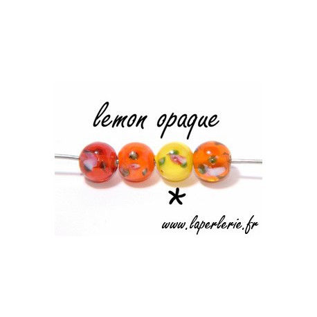 Ronde inclusion fleur 8 mm LEMON OPAQUE  - 1