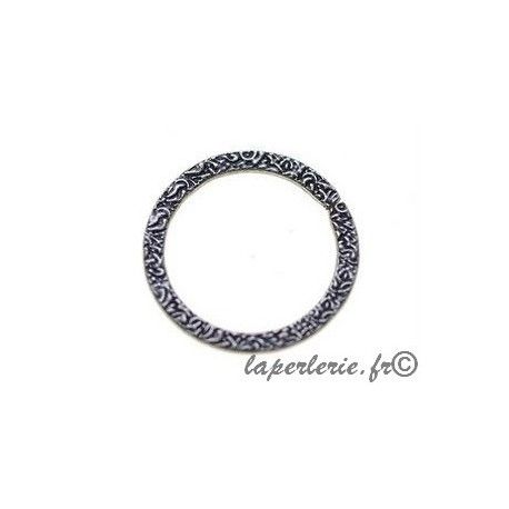 Anneau de jonction gravé 26mm ARGENTE VIEILLI  - 1