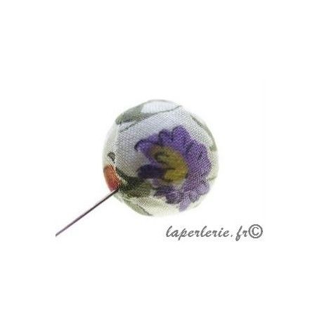 Perle tissu liberty 20mm Fleur GM LILAS/INDIAN RED/KHAKI  - 1