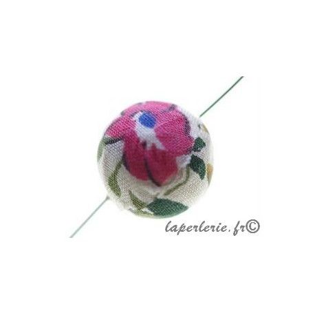 Perle tissu liberty 20mm Fleur GM ROSE INDIEN/OCRE/KHAKI  - 1