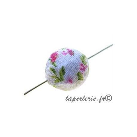 Perle tissu liberty 15mm Fleur PM ROUGE/ROSE/ANIS  - 1