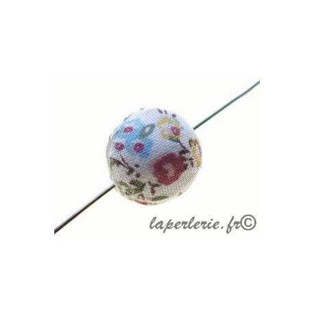 Perle tissu liberty 15mm Fleur PM CIEL/JAUNE/TERRE  - 1