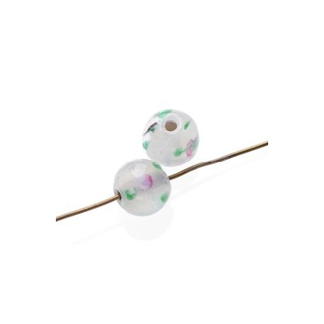 Ronde inclusion fleur 8 mm WHITE OPAL  - 1