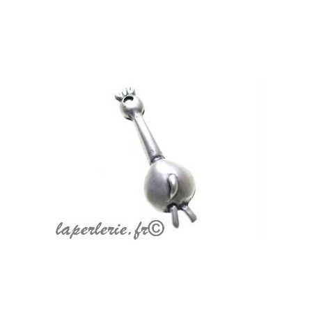 Breloque dos de girafe 34x12mm ARGENTE VIEILLI  - 1
