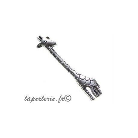 Breloque girafe GM 60x13mm ARGENTE VIEILLI  - 1