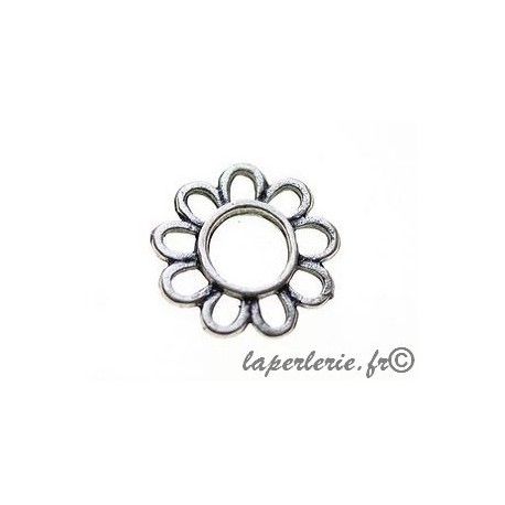 Breloque fleur ajourée 16mm ARGENTE VIEILLI  - 1