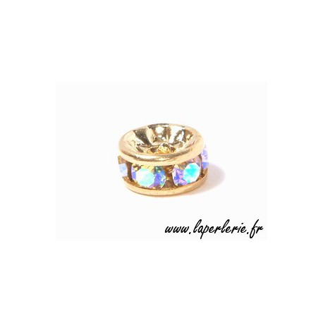 Rondelle strass 6 mm CRYSTAL AB/DOREx4  - 1