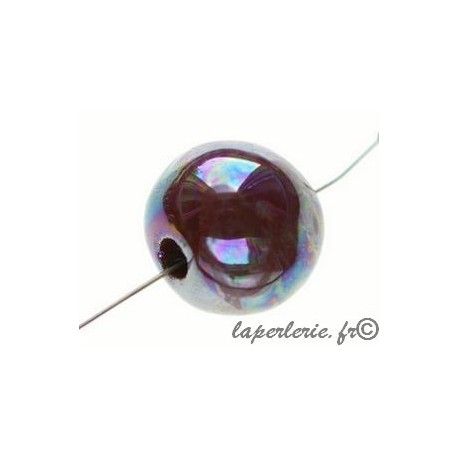 Perle céramique grecque irisée ronde 22mm DARK BROWN  - 1