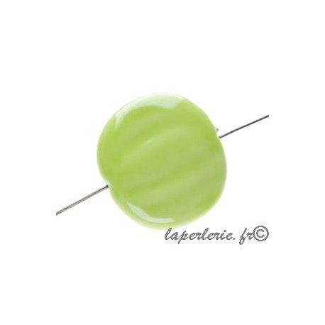Céramique ronde aplatie 28x25x7mm VERT ANIS x2  - 1