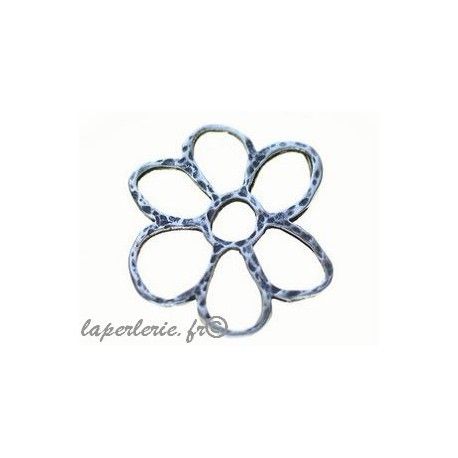 Pendentif fleur ajourée 40x35mm ARGENTE VIEILLI  - 1