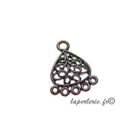 Estampe B.O. goutte PM 5 anneaux 22x18mm CUIVRE VIEILLI x2  - 1