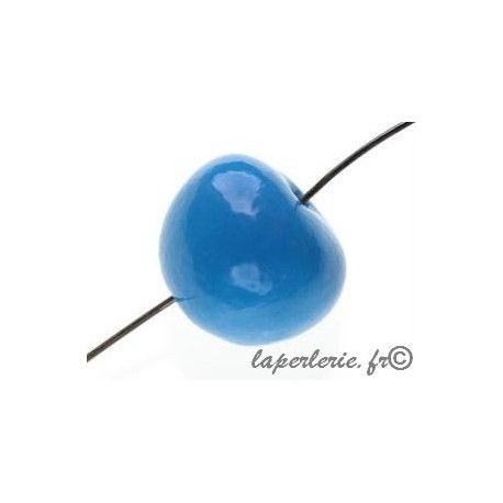 Céramique ronde irrégulière 14x16mm TURQUOISE x2  - 1