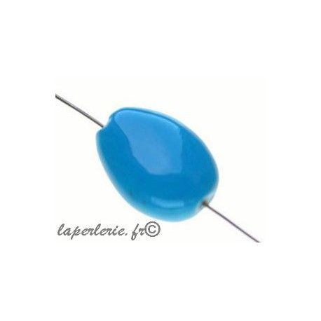 Goutte aplatie irrégulière céramique 22x15mm TURQUOISE x2  - 1