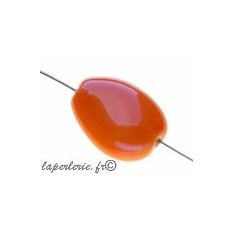 Goutte aplatie irrégulière céramique 22x15mm ORANGE x2  - 1