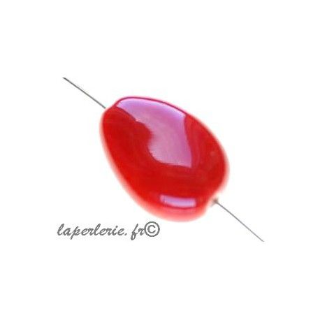 Goutte aplatie irrégulière céramique 22x15mm ROUGE x2  - 1