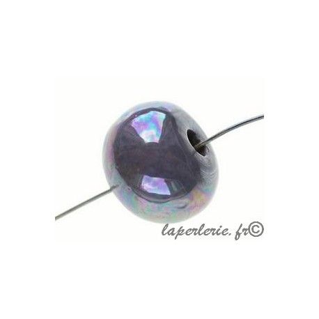 Ronde céramique grecque irisée 15mm DARK GREY x2  - 1