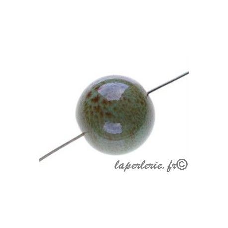 Céramique ronde mouchetée 16mm VERT x2  - 1