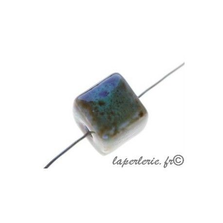 Cube céramique moucheté 12x12mm VERT x2  - 1