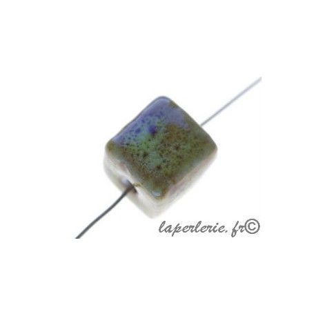 Cube céramique moucheté 12x12mm VERT ANIS x2  - 1