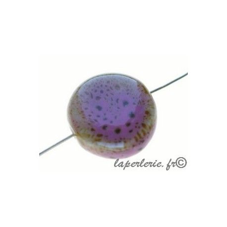 Ronde aplatie 20mm ép.9mm mouchetée ROSE x2  - 1