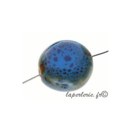 Ronde aplatie 20mm ép.9mm mouchetée TURQUOISE x2  - 1