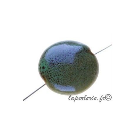 Ronde aplatie bombée 28/29mm ép.13mm mouchetée VERT ANIS x2  - 1