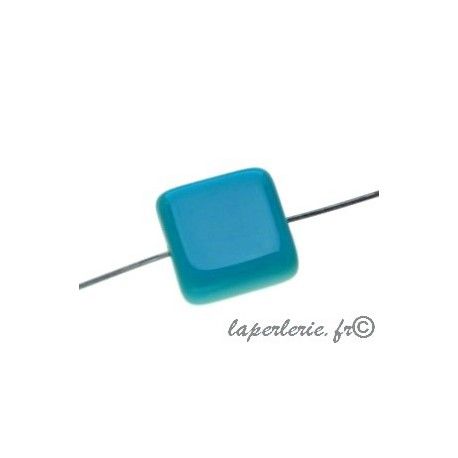 Carré aplati opaque 13x13mm ép.5mm TURQUOISE x3  - 1