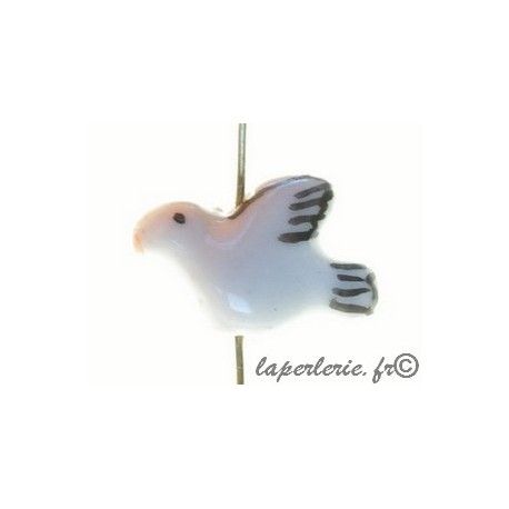 Oiseau céramique 18x12mm BLANC x2  - 1