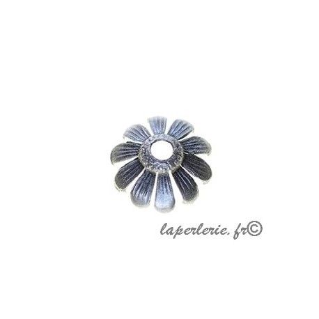 Calotte marguerite 12mm ARGENTé VIEILLI x4  - 1